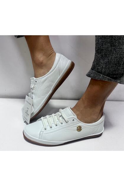 U.S. Polo Assn Women's White Color Genuine Leather Classic Lace-Up Shoes Jojo Sade