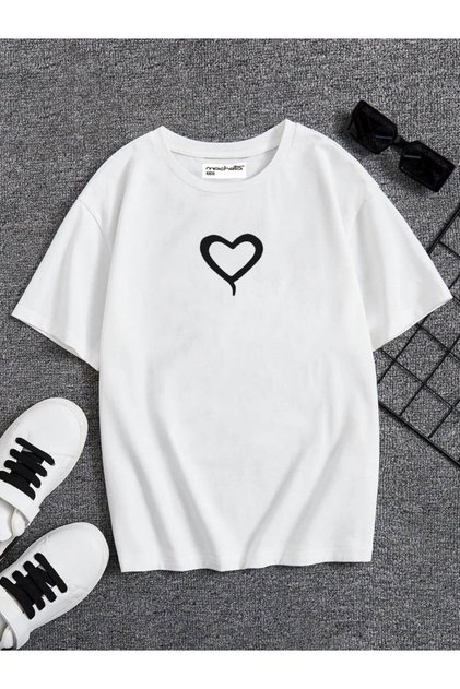 Little Heart Printed Oversize Children's T-shirt