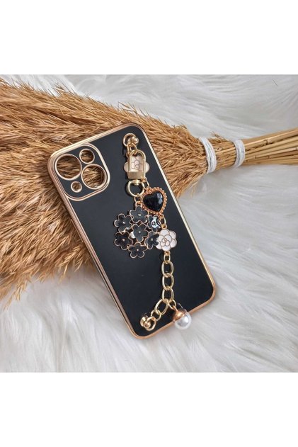 iPhone 14 Compatible Floral Stone Pearl Handheld Laser Case