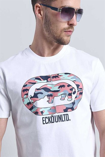 ECKO UNLTD Pınk Camo Beyaz Erkek Baskılı Bisiklet Yaka T-shirt - 3