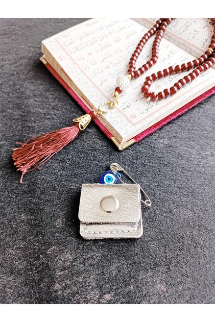 Mini Doll Cevşen Prayer Pendant Amulet Genuine Leather Handmade Quadrangle