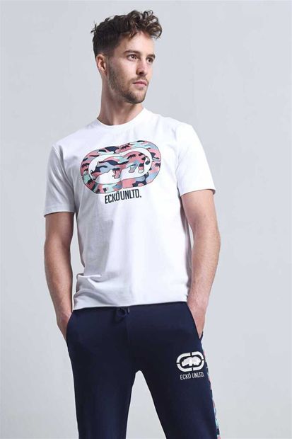 ECKO UNLTD Pınk Camo Beyaz Erkek Baskılı Bisiklet Yaka T-shirt - 1
