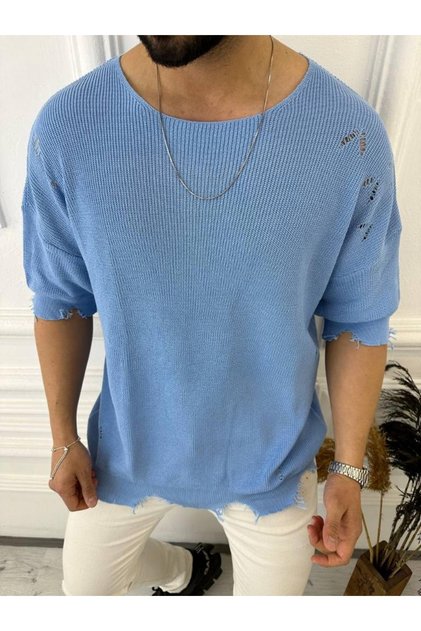 Ripped Detailed T-Shirt Laser Cut T-shirt