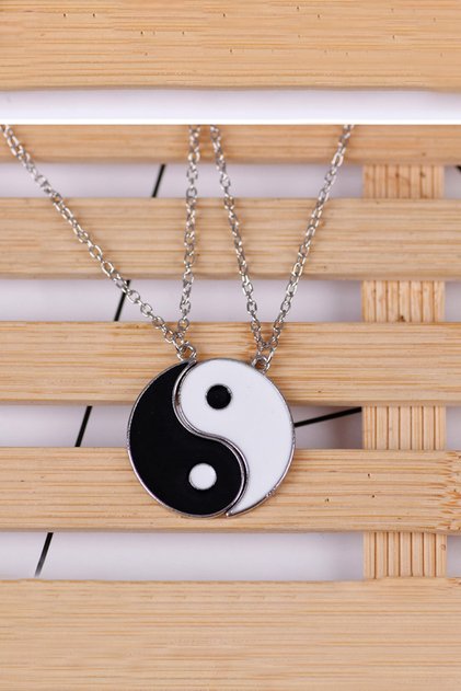 2 Adet Ying Yang Denge Zincir Kolye Sevgili Arkadaşlık Best Friends Kolyesi