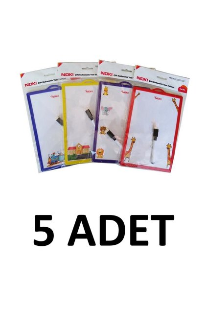 5 Adet Çift Taraflı 17x25 Cm Yazı Tahtası + Kalemi Karışık Renk