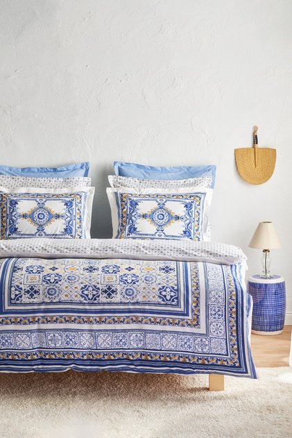 Alfama 100% Cotton Duvet Cover Set Double Blue