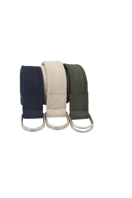 Unisex Triple Navy Blue Beige Cream Green D Ring Woven Tactical Sport Canvas Cloth Denim Belt