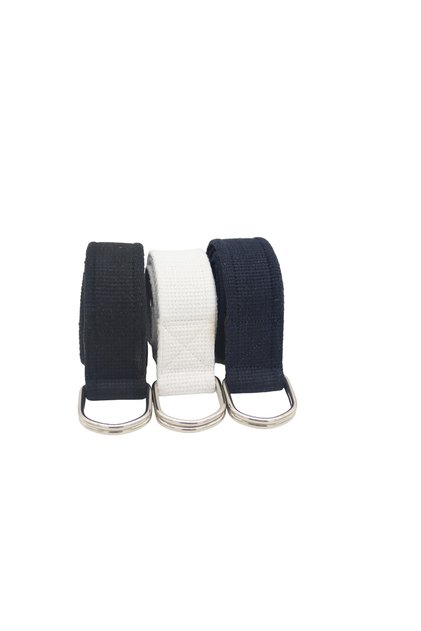 Unisex 3-Piece Black White Navy Blue D Buckle Nickel Ring Woven Tactical Sport Canvas Cloth Denim Belt