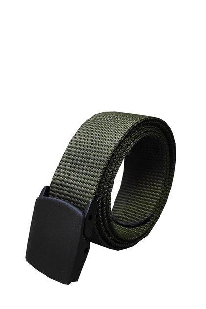 Tactical Style Khaki Green Cloth Belt with Anti-Allergic Plastic Buckle
