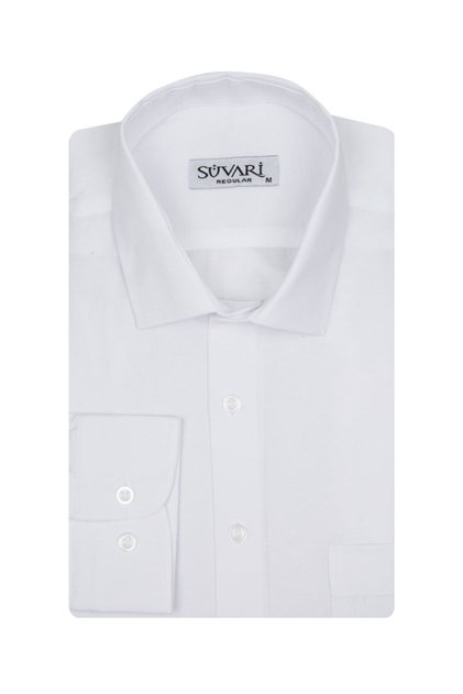 Men's White Loose Fitting Plain Shirt