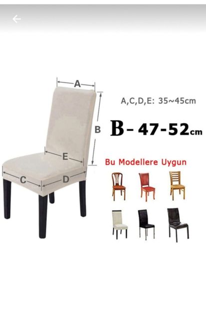 abeltrade Bej Rengi Sandalye Kılıfı 6'lı - 3