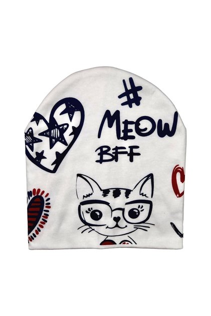 Double Layer Combed Cotton Interlock Baby Kids Beanie (Pedantic Cat)