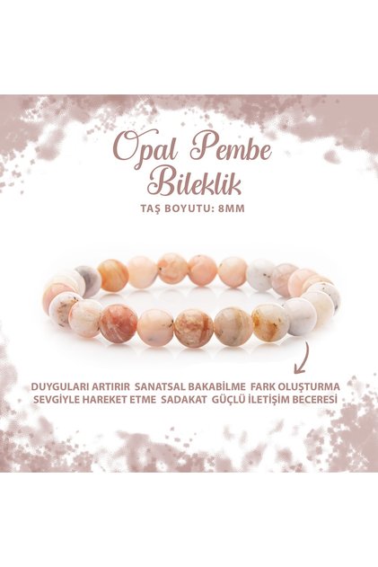 Certified Opal Pink 8mm Natural Stone Bracelet