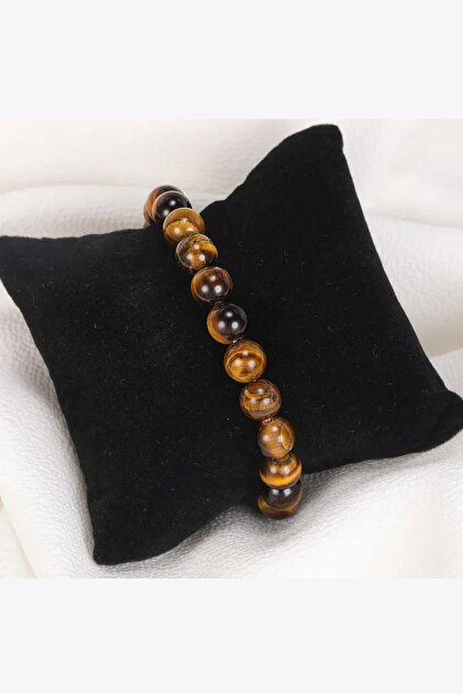 Tiger Eye Real Natural Stone Bracelet (Strength, courage, stability, nerve, career, horror, envy) 8 Mm