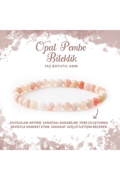 Certified Opal Pink 6mm Natural Stone Bracelet
