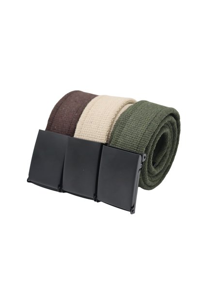 Unisex Men's Women's Youth Tactical 3-Piece Black Buckle Brown Beige Green Sport Denim Canvas Cloth Belt
