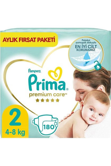Premium Care Bebek Bezi Beden:2 (4-8kg) Mini 180 Adet Aylık Fırsat Pk