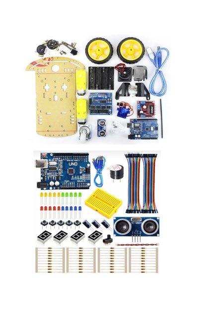 Arduino Uno Başlangıç Seti 100 Parça Ve 2wd Engelden Kaçan Robot Araba 2 Set Bir Arada