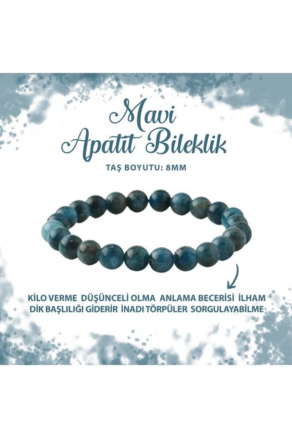 Certified Blue Apatite 8mm Natural Stone Bracelet