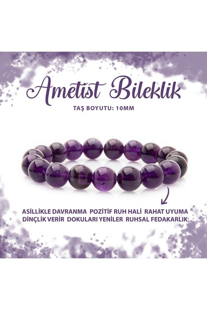 Certified Amethyst 10mm Natural Stone Bracelet