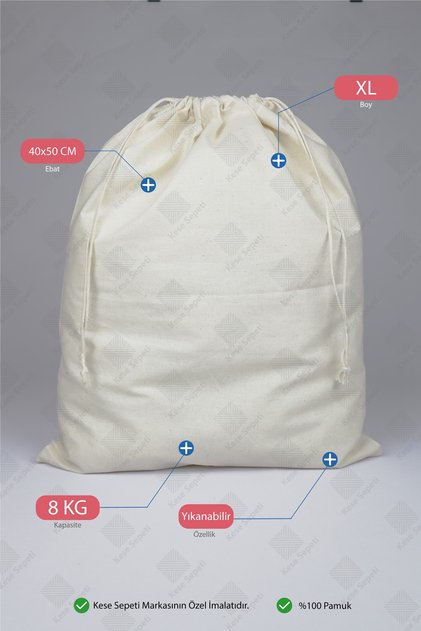 Yıkanabilir Çok Amaçlı Bez Kese - Organizer | 40x50 Cm (1 Adet) | Xl |