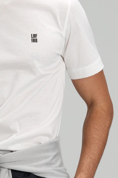 Lufian Aden Modern Grafik T- Shirt Beyaz - 3