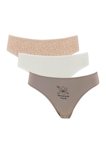 Ženske bele trodelne bikini gaćice sa cvetnim uzorkom Štampano V2753AZ21AU