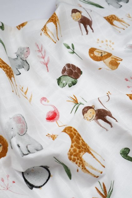 Multi-Purpose Muslin Blanket 75x75 Cm Baby & Newborn Cute Animal Muslin Blanket