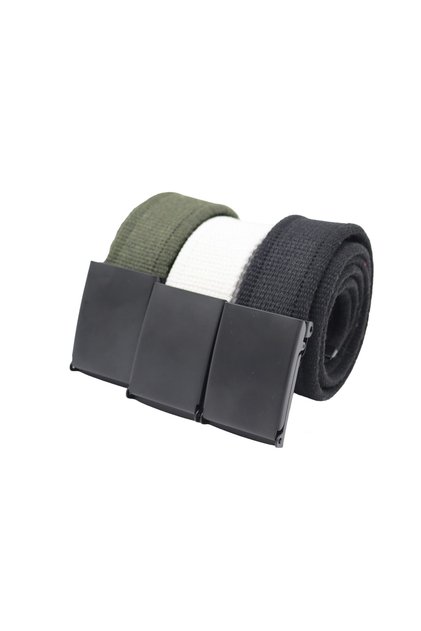 Unisex Tactical Men's Women's Youth 3-Piece Black Buckle Black White Green Sport Denim Canvas Cloth Belt