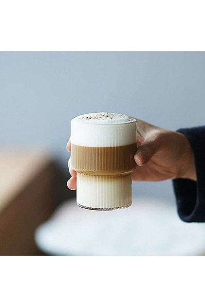 Set of 4 200ml Glass Coffee Cups Heat Resistant Borosilicate Origami Style Cups Coffee And Presentation Cups