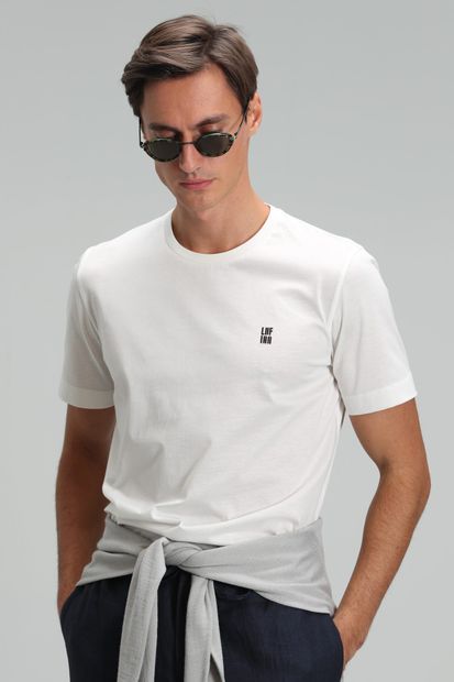 Lufian Aden Modern Grafik T- Shirt Beyaz - 4