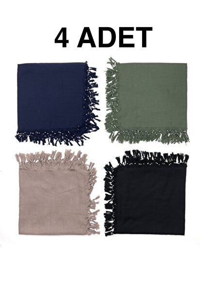 4'lü Paket Pamuklu Düz Renk El Işi Boncuklu Yazma Hediyelik Dağıtmalık 110x110cm