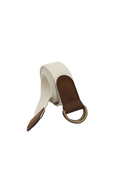 Women's Leather 3cm Beige Cream D Ring Antique Buckle Woven Cotton Canvas Sport Denim Cloth Belt