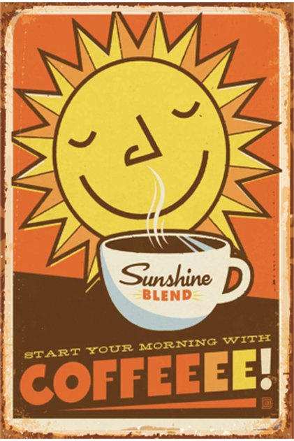 Morning Sun Morning Coffee Kitchen Decoration Retro Wooden Poster