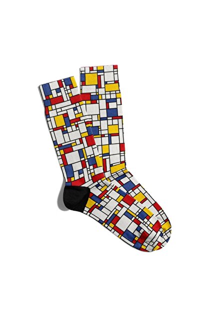 Fun Socks Unisex Geometric Colorful Line Printed Socks Ecsoket202