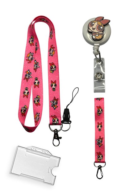 Orange Girl Set of 4 Neck Lanyard Keychain Yoyo Badge Holder