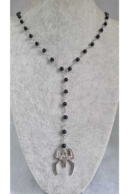 Siyah Boncuk Gothic Spider Kolye