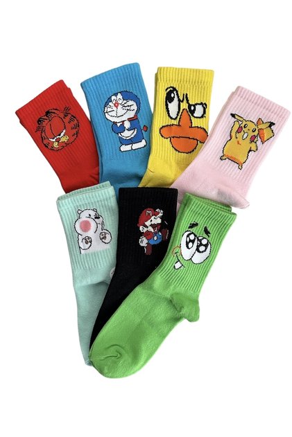 Unisex 7-Piece Cheerful College Tennis Socks with Anime Characters
