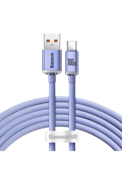 Crystal Shine Series Süper Hızlı Data Kablo USB to Type-C 100W 1.2m Mor