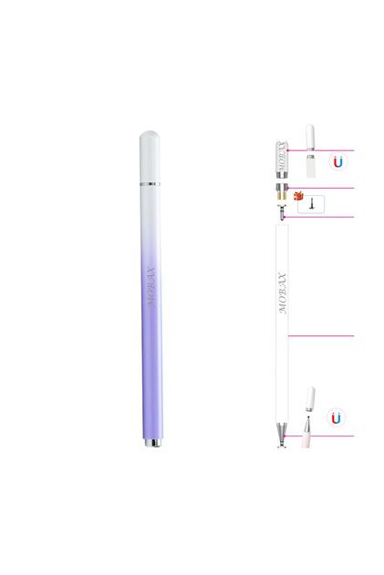 Dokunmatik Tablet Telefon Kalemi +1 Yedek Uç Renk Geçişli Passive Stylus Bilgisayar Kalem Mor