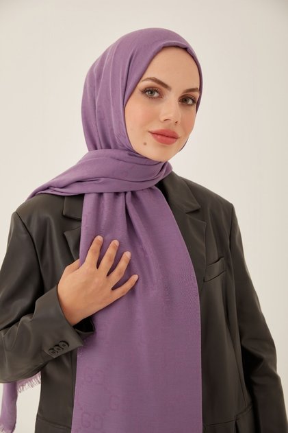 Kadın Tesettür Ipeksi Pamuk Jakar G Desen Şal*leylak