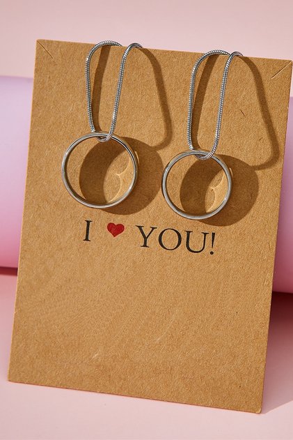 Stainless Steel Wedding Ring and Snake Chain Couple Love Necklace - Imported Non-Tarnish Chain Necklace