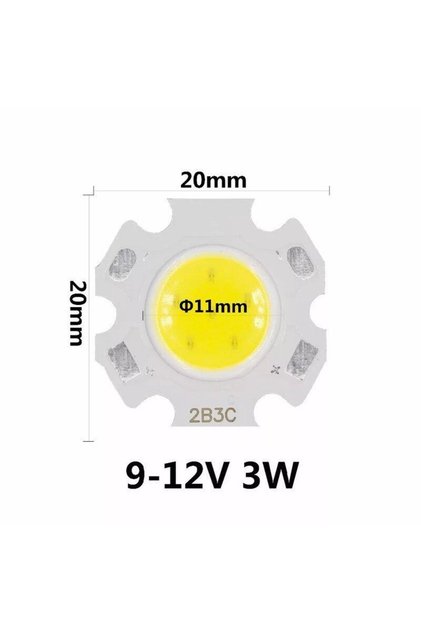5 Adet 3w Cob Power Led Çip Ray Spot Ledi 3 Watt 9v Beyaz Renk