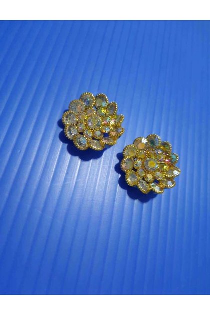 Özel Tasarım Gökkusağı Taslı Düğme 2,5 Cm Light Altın Askı Kaplamalı Metal Düğme 1 Adet