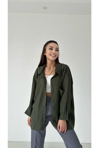 Oversize Off Shoulder Shirt Made of 100% Flannel Linen