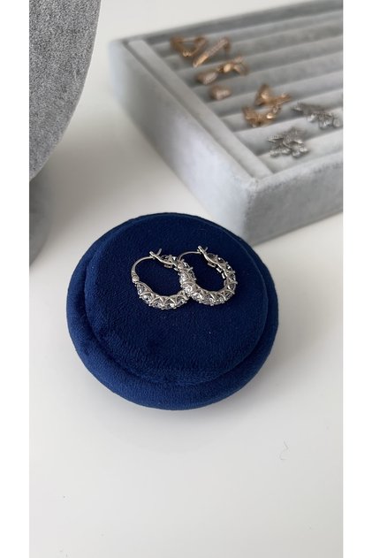 Vip Seri Gümüş Full Zirkon Taşlı Halka Küpe