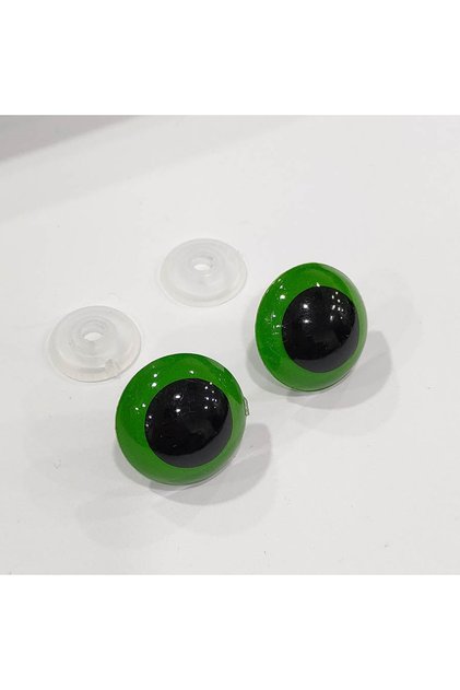 Amigurumi Screw Colored Eye - Green - 26 Mm - 20 Pieces (10 Pairs) Locked Eye