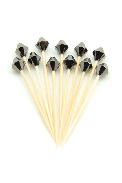 Set of 20 Hexagonal Bead Cocktail and Presentation Toothpicks Metallic