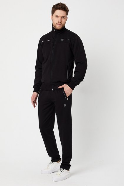 Men's Collar Tracksuit Set with Circular Pattern