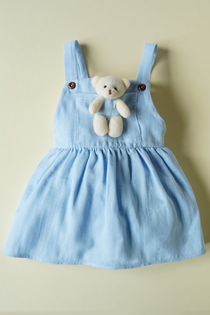 Baby Girl Gardener Children's Salopet with Teddy Bear